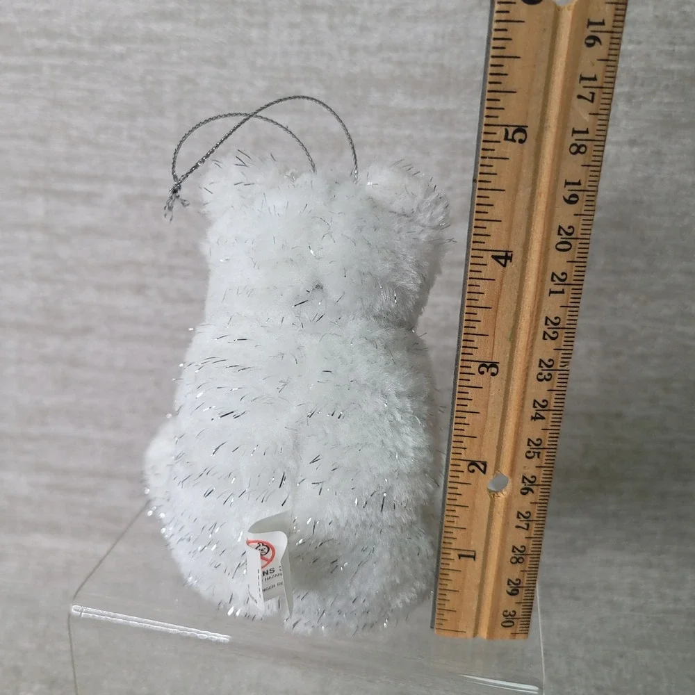 Target Polar Bear Christmas Ornaments Set of 2 White Tinsel Plush Retired Nice